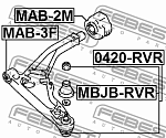 MAB2M FEBEST САЙЛЕНБЛОК ЗАДНИЙ ПЕРЕДНЕГО РЫЧАГА (MITSUBISHI CHARIOT/SPACE WAGON GRANDIS N33W/N43W 1992-2000) FEBEST.