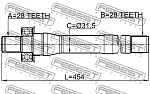 1212CMMT4WD FEBEST ПОЛУОСЬ ПРАВАЯ 28X454X28 HYUNDAI SANTA FE (CM) 2006-2012