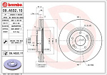 09A53211 BREMBO ДИСК ТОРМОЗНОЙ ПЕР С АНТИКОРОЗИОННЫМ UV-ПОКРЫТИЕМ HYUNDAI I40 (VF) (03 12-) HYUNDAI I40 CW (VF) (07