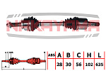 ND225NY NAKAYAMA Вал приводной, перед. левый KIA SORENTO (FY) (F1) (BL) 02- (28x30x635x56)