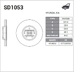 SD1053 SANGSIN BRAKE Диск тормозной HYUNDAI SANTA FE (SM) 05-06/(CM) 06- передний вент.D 321мм. SD1053