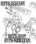 0775GVF FEBEST Ремкомплект суппорта тормозного переднего