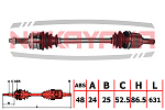 ND1079NY NAKAYAMA Вал приводной, перед. левый KIA PICANTO (BA) 1.0 04- MT (24x25x631x52.5 ABS:48)