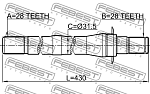 1212CM10AT4WD FEBEST ПОЛУОСЬ ПРАВАЯ 28X430X28