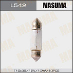 L542 MASUMA Лампа салонная 12v 10W T10x37 SV85 (уп10шт)