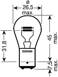 722502B OSRAM Автолампа P21/4W (BAZ15d) (блистер, 2шт) 12V OSRAM /1/10 NEW