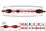 ND2042NY NAKAYAMA Вал приводной, перед. правый HYUNDAI ACCENT 11-, SOLARIS 14-, KIA RIO (DX) 11- (25x27x923x52.5 ABS:4