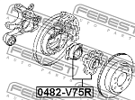 0482V75R FEBEST Ступица в сборе задняя MITSUBISHI PAJERO III 00-06 0482-V75R