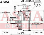 AD011A45 ASVA ШРУС наружный. ШРУС НАРУЖНЫЙ 27x59.5x38AUDI A4/A6 QUATRO